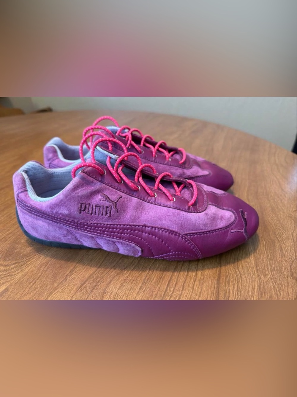 Puma Suede Sneakers in Fuchsia with Hot Pink Laces